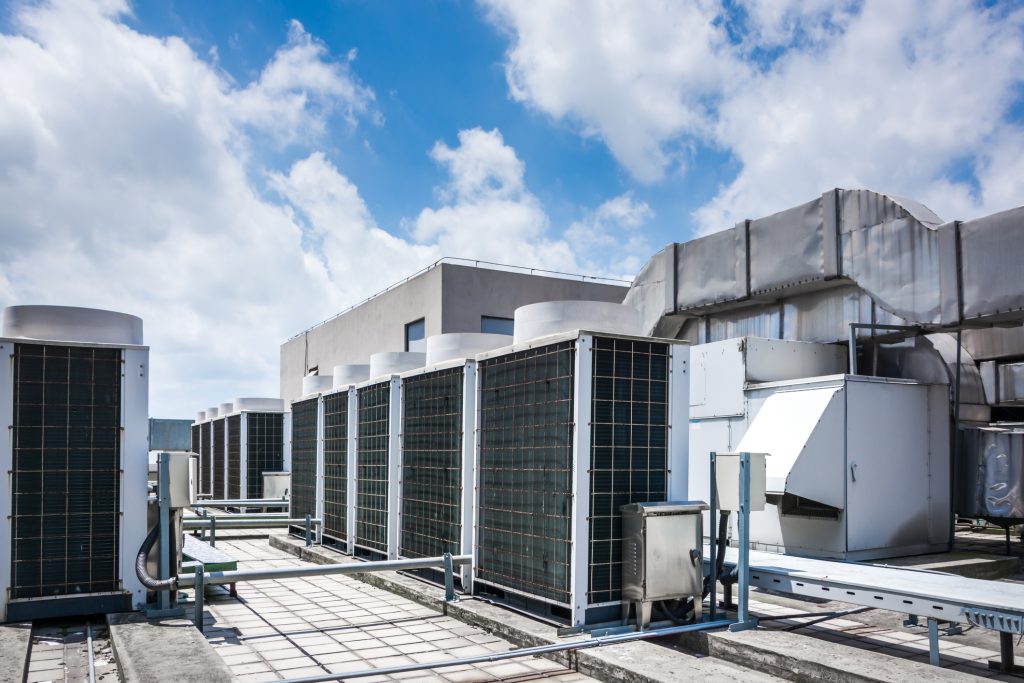 Commercial HVAC equipment on roof